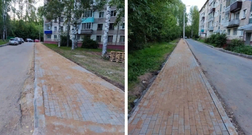 В Кирово-Чепецке на Дзержинского появились новые тротуары