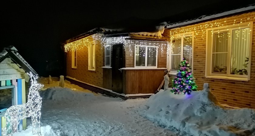 Снеговички и олени: чепчанка каждый год украшает дом и двор к Новому году