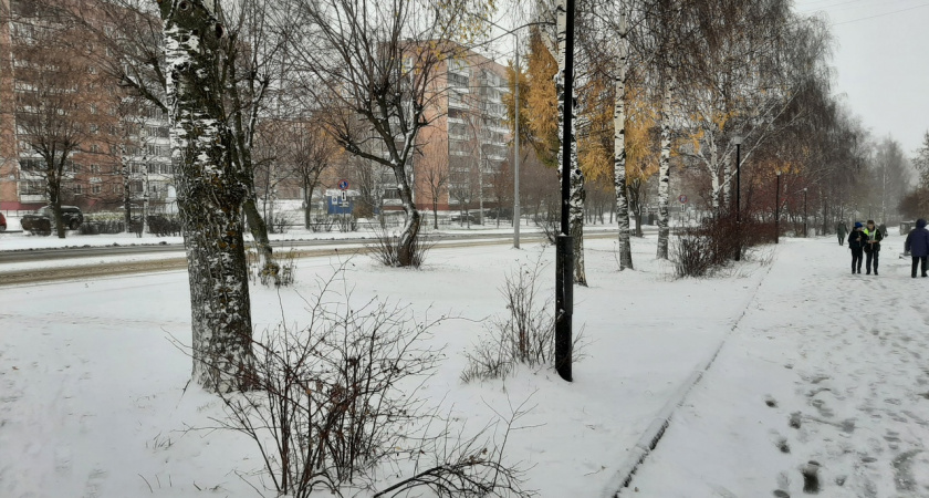 В Кирово-Чепецке снег украсил улицы: фоторепортаж после первой метели