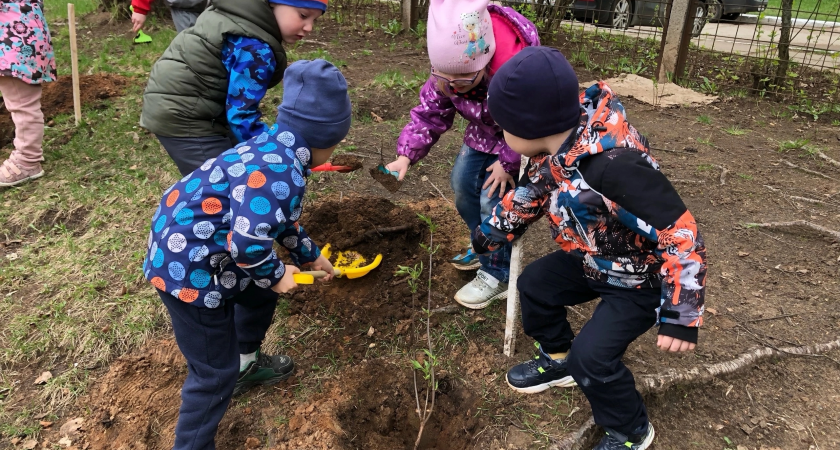 В рамках акции "Сад Памяти" юные чепчане высадили яблони