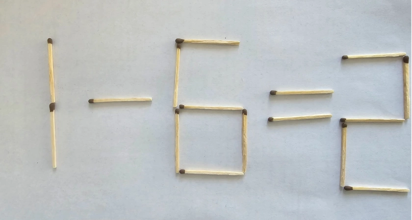 Думаете, ЕГЭ убивает логику? Разложите спички и докажите обратное: решите пример "1-6=2"!