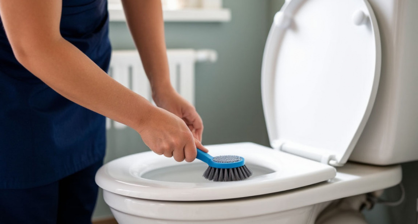 Дно унитаза отмыла на раз — даже ершик не трогала: заливаем и смываем — налет сам уползает в трубу