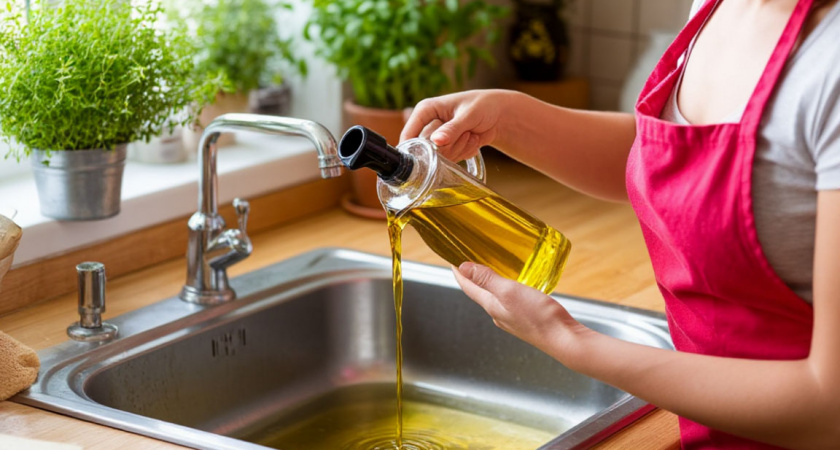 Уходя из дома, обязательно заливаю подсолнечное масло в раковину - результатом довольна как слон 