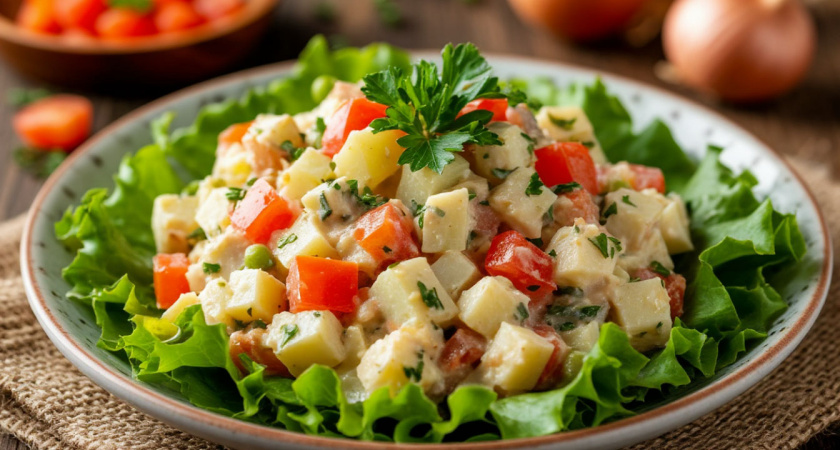 Салат «Обжорка» — лёгко и молниеносно: 4 ингредиента, а вкус потрясающий – блюдо исчезнет за минуты