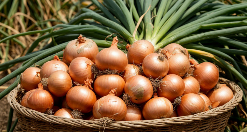 Полного увядания не жду — выкапываю лук сразу, как вижу один "признак" — головки крупнее не станут, а лежкость лучше