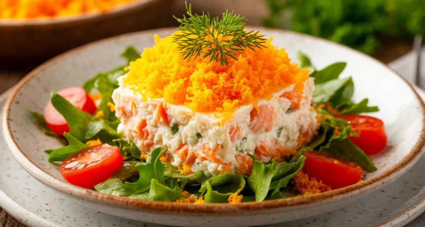 Отварила Минтай в рассоле от огурцов, родные думают крабовое мясо, подмены никто не замечает: салат "Рыбная загадка"