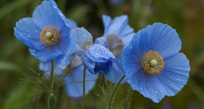 Дивный многолетник небесно-голубого цвета поражает космической красотой: цветы размером с блюдце