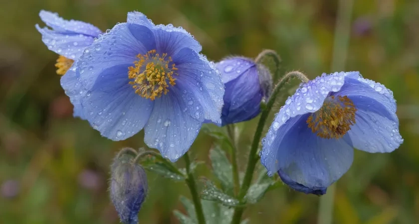 Дивный многолетник небесно-голубого цвета поражает космической красотой: цветы размером с блюдце