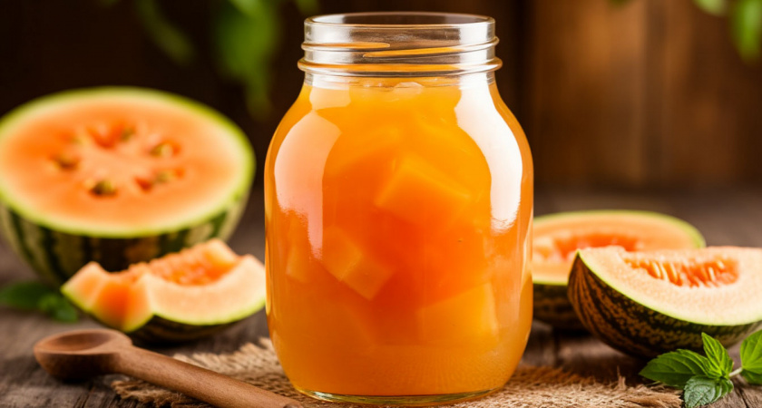 Без стерилизации и сложностей: готовим солнечный компот из дыни за 30 минут