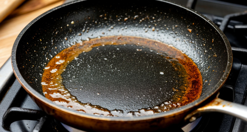 Два пакетика заливаю кипятком, и сковородка как новая: от жира и нагара не остается и следа