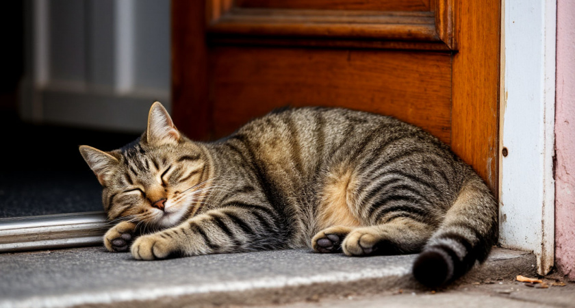 Не списывайте на странности: почему кошка спит у двери и когда стоит начать волноваться