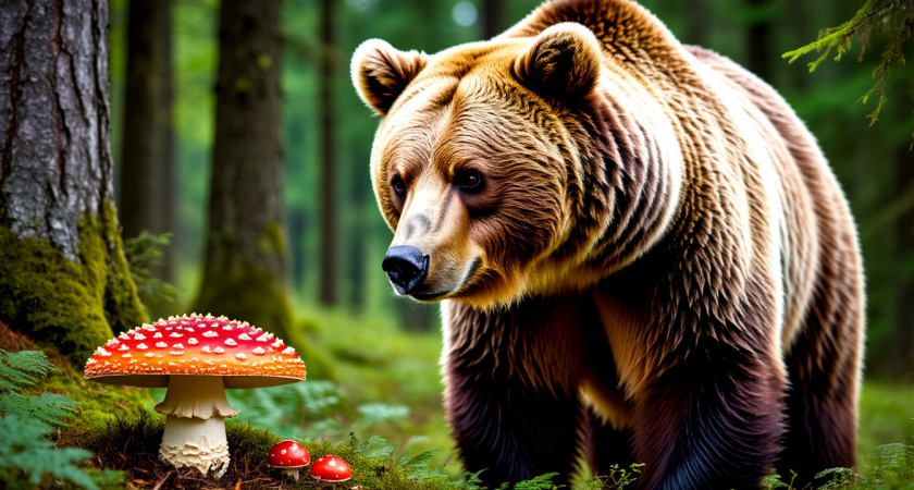 Какие грибы выбирает медведь и почему он сознательно избегает некоторых видов