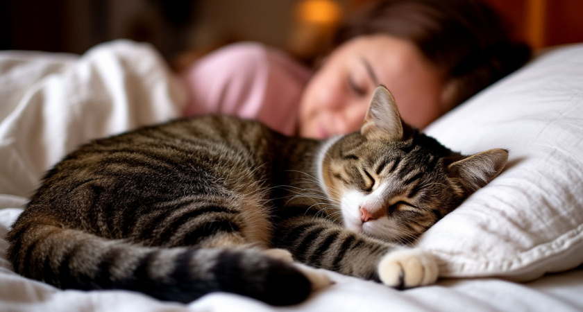 «Не для тепла»: почему ваша кошка спит рядом с вами, и что это на самом деле значит