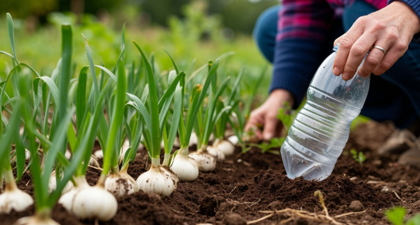 Придумала сажать чеснок бутылкой — получается в два раза быстрее и удобнее. Изумительный лайфхак