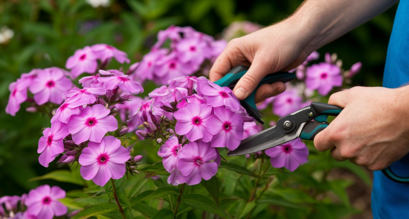 Срезаю многолетние флоксы на 7 см от земли. Через год кусты выдают по 15 стеблей вместо 3