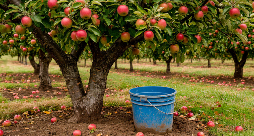 Лью под яблони два ведра чекретного раствора в середине октября — и снимаю по 30 килограммов яблок с дерева