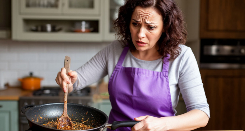 Два пакетика заливаю кипятком, и сковородка как новая: от жира и нагара не остается и следа