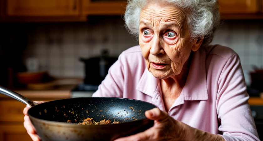 Два пакетика заливаю кипятком, и сковородка как новая: от жира и нагара не остается и следа