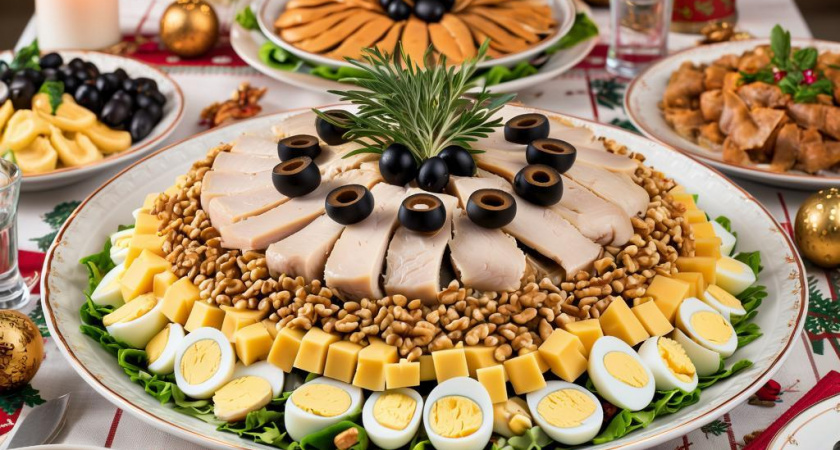 «Жемчуг на снегу» — салат-картина для Нового года-2026. Готовится проще «Оливье», а выглядит как шедевр