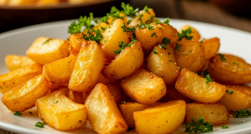 3 закона жареной картошки - получается румяная, хрустящая и не прилипает: домашних за уши не оттащишь 