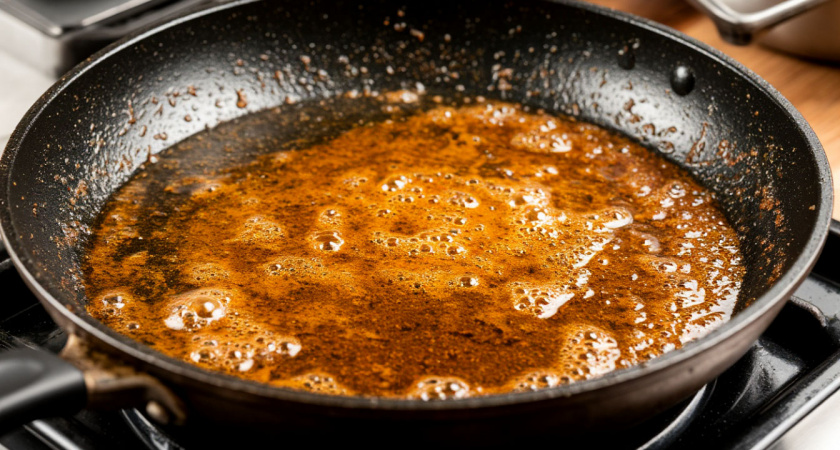 Два пакетика заливаю кипятком, и сковородка как новая: от жира и нагара не остается и следа