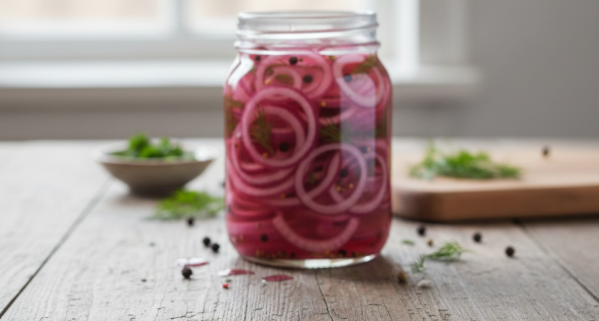 Хрустящий маринованный лук готовится за 3 минуты - идеален к мясу, рыбе и даже просто на хлебушек