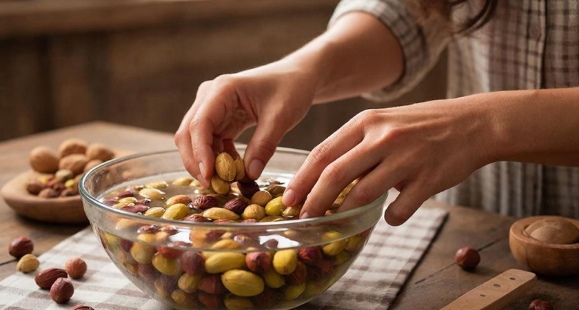 Почему надо замачивать орехи в горячей воде, перед тем как употреблять в пищу