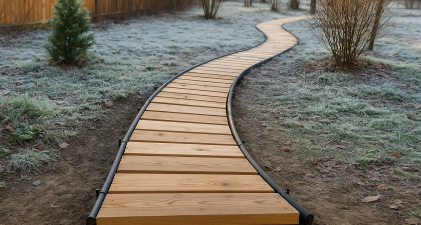 Бетон и плитка - это уже прошлый век: просто прибил доски к трубам — круче садовой дорожки ни у кого нет