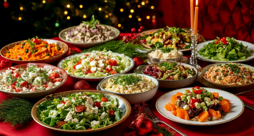 5 чудных салатов на Новый год - даже у плиты стоять не нужно. Смешать и на стол - делов на пару минут