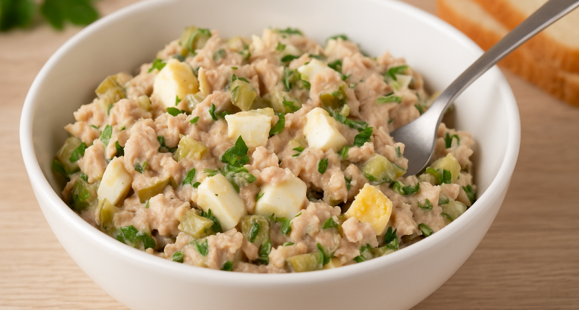 Быстрый салат с консервированным тунцом: готовится за 3 минуты и подходит и для перекуса, и для бутербродов