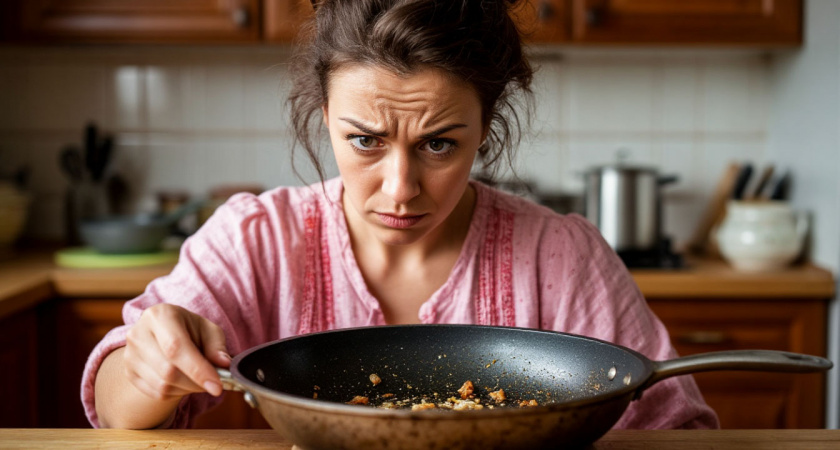 Два пакетика заливаю кипятком, и сковородка как новая: от жира и нагара не остается и следа