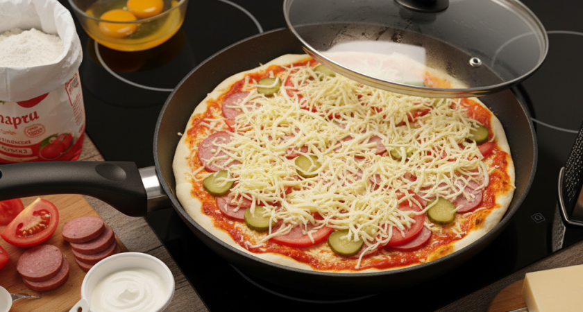 Быстрее, чем доставка: пицца на сковороде за 5 минут - рецепт для самых ленивых, обожают дети