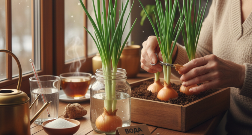 Зимой выращиваю лук на окне по науке и народным хитростям - перо толстое и вкусное