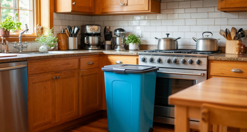 Чтобы не пахло мусорным ведром - кладу туда одну вещь из кухни: на кухне свежо, как в зимнем лесу