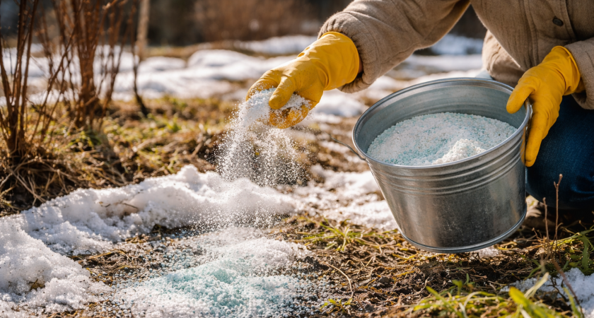 Снег еще не сошел, а участок уже защищен: китайцы используют смесь из 3 порошков, которая работает до 5 недель