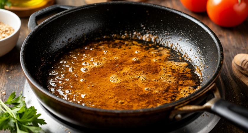 Два пакетика заливаю кипятком, и сковородка как новая: от жира и нагара не остается и следа