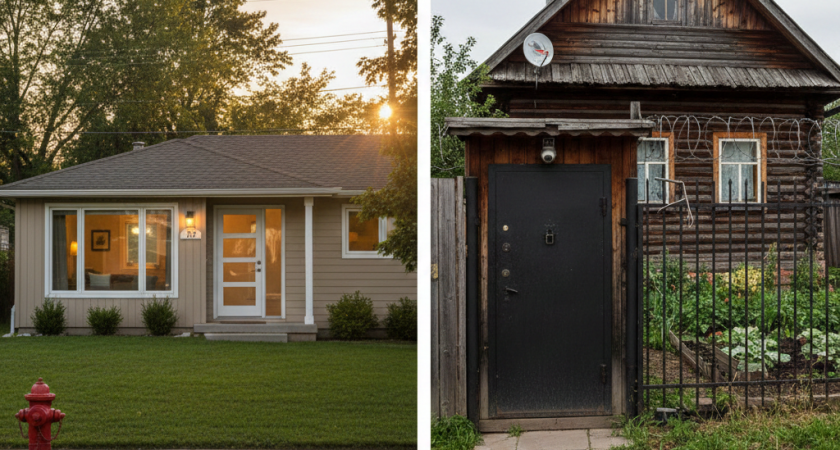 Почему в США нет заборов, а в домах ставят входные стеклянные двери. У нас же строят крепости