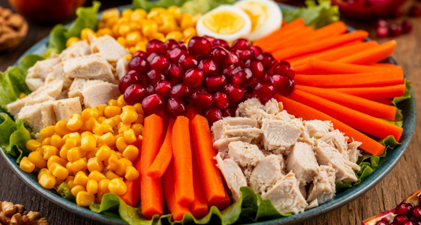 Не салат, а новогодний фейерверк - сочный и хрустящий. "Ричард" каждого покорит с первой ложки 