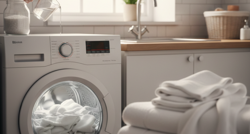 Добавляю при стирке полотенец полстакана кухонного продукта: неприятный запах и жесткость сразу уходят