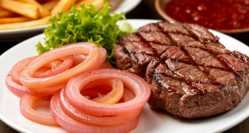 Подглядела рецепт у южан - теперь лук к мясу мариную только так. Без капли уксуса - такой лучок едят ложками