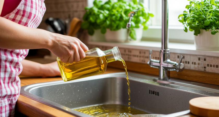 Уходя из дома, всегда заливаю подсолнечное масло в раковину - подруга дала интересный совет