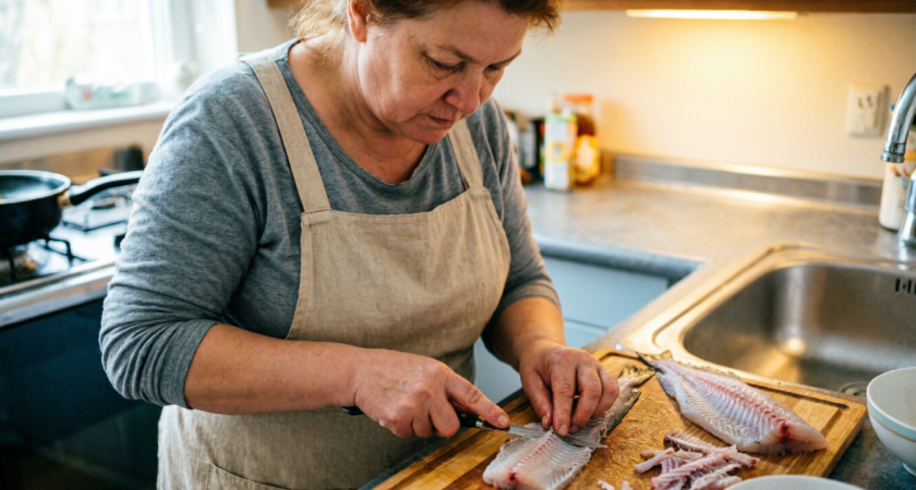 Отделяю филе минтая от костей этим способом: получается дешевле покупного в 3 раза