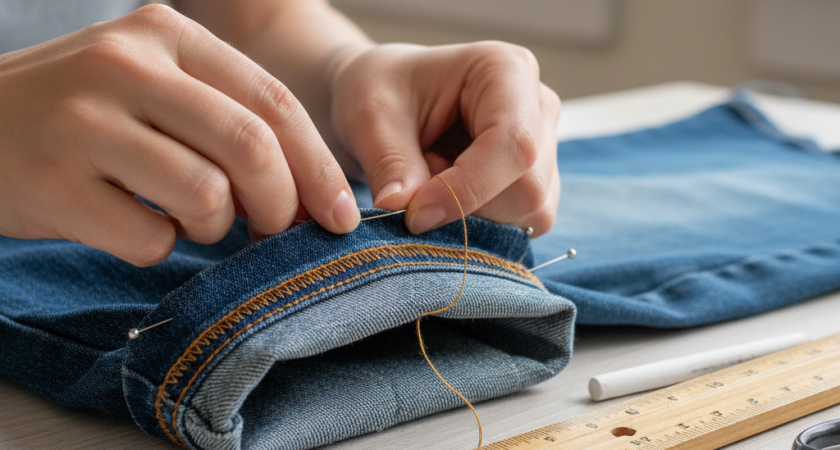 Нет швейной машинки - не беда. Вот как подшить джинсы вручную