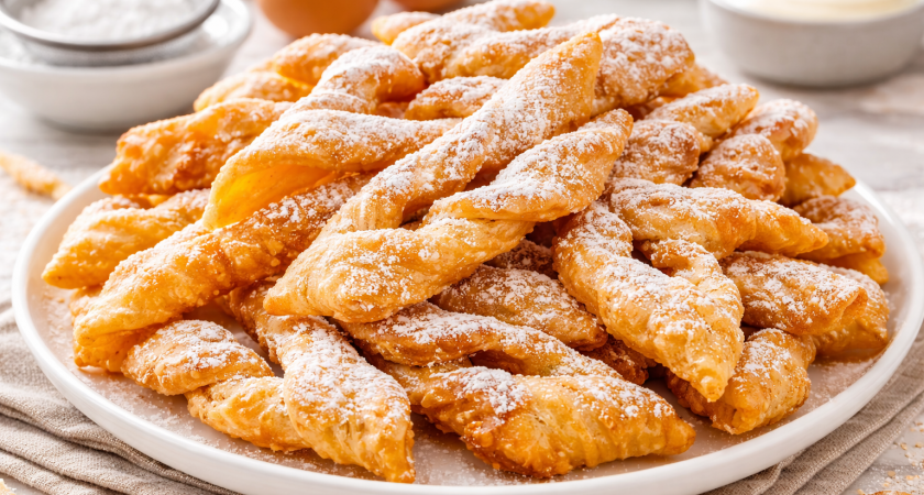 Готовлю домашний хворост на майонезе - слоистый, рассыпчатый, тает во рту: родные съедают всю тарелку за 1 минуту