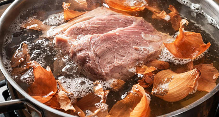 Варю мясо курицы в луковой шелухе: получается сочное, вкусное и необыкновенно красивое