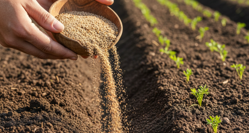 Сею морковь правильно - и даже прореживать не надо: всходят кучно через 4 дня