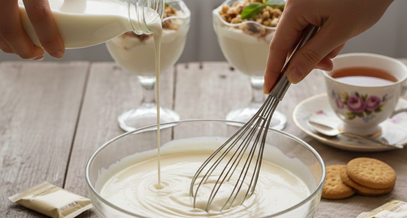 Наливаю кефир в сгущенку - на выходе получаю вкуснейший десерт к чаю из 90-х. Все домашние скачут от удовольствия