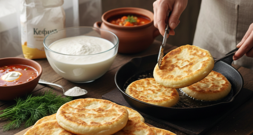 Не хлеб и не булки: беру 500 мл кефира и жарю - и на завтрак, и на обед