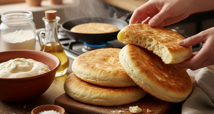 Стакан муки и ложка масла - вкуснее лепешек не бывает. Пуховые, пышные, мягкие - вся семья в шоке