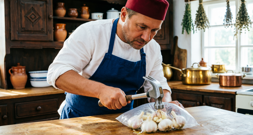 Мясник показал мне альтернативный способ измельчения чеснока: никакой возни с терками и давилками